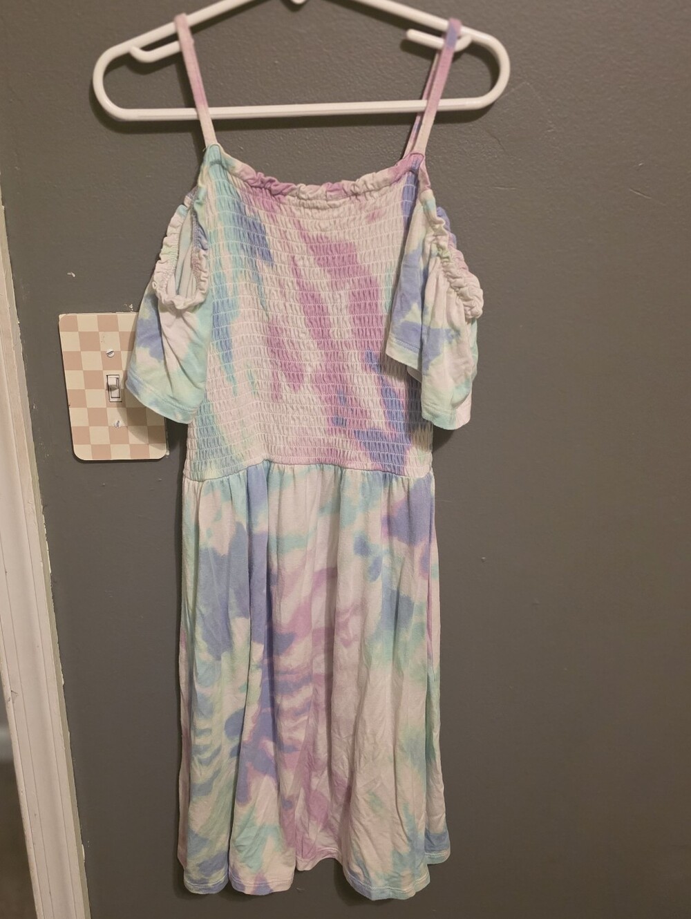 Girls Pastel Tie-Dye Off-Shoulder Sundress - Light Multi